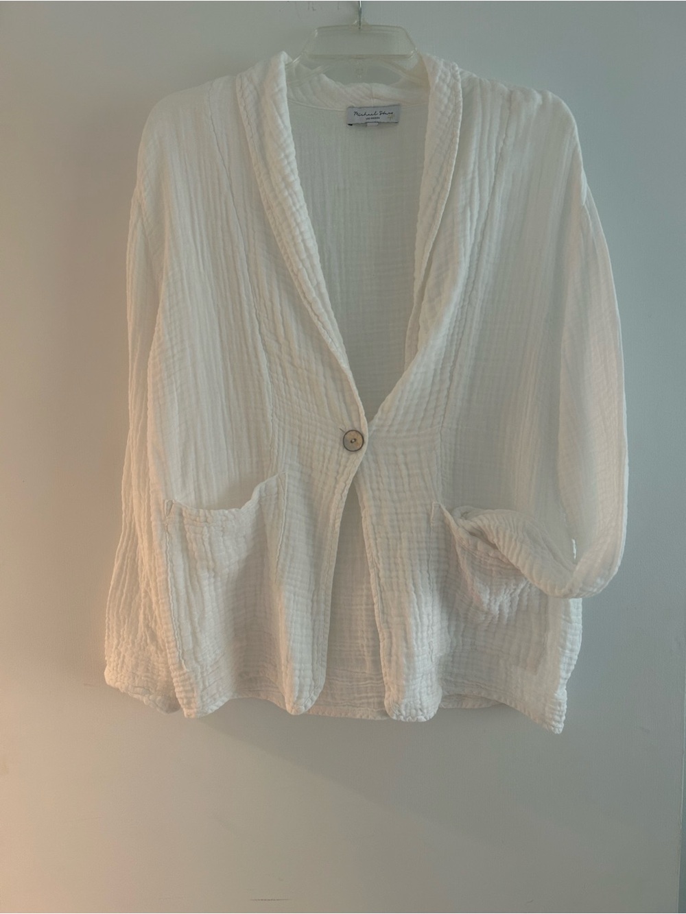 NWT: LA Designer 100% Cotton Gauze Open-Front Summer Beach Jacket